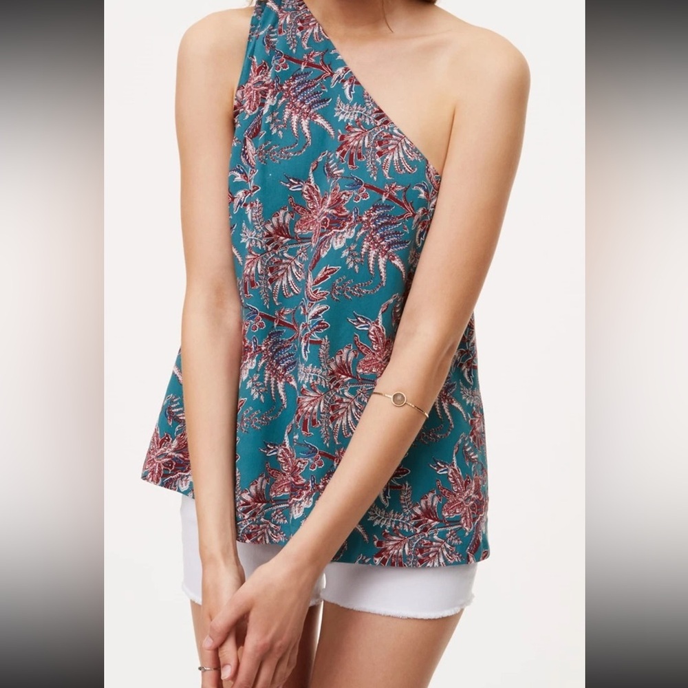 NWT Ann Taylor LOFT Pleated Shoulder Iris One Shoulder SIZE M